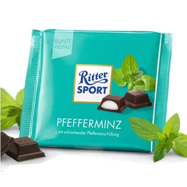 Шоколад черный Ritter Sport с мятной начинкой 100 г