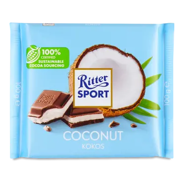 Шоколад молочный Ritter Sport с начинкой кокосово-молочный крем 100 г
