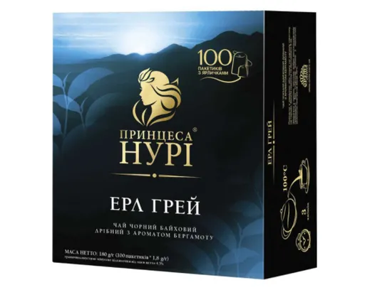 Чай черный пакетированный Принцесса Нури Эрл Грей (100 х 1.8 г)