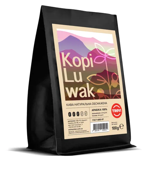 Кофе в зёрнах Trevi Арабика Kopi Luwak 100 г