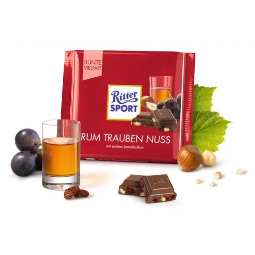 Шоколад молочный Ritter Sport (ямайский ром, изюм, орехи) 100 г