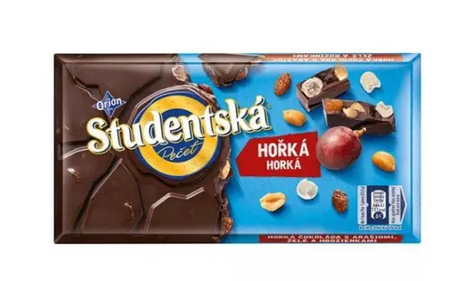Шоколад Studentska чорний з родзинками 180 г