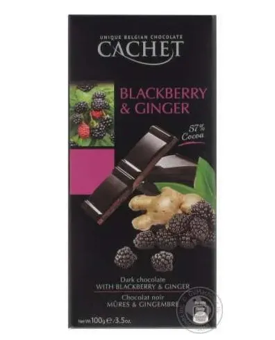Шоколад чорний Cachet 57% какао з ожиною та імбирем 100 г