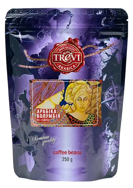 Кава в зернах Trevi Арабіка Колумбія без кофеїну 250 г