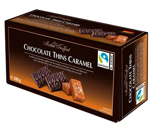 Шоколад чорний Maitre Truffout Chocolate Thins Caramel 200 г