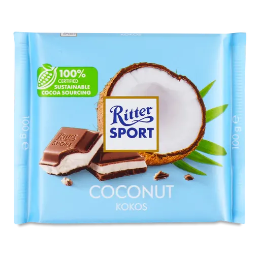 Шоколад молочный Ritter Sport с начинкой кокосово-молочный крем 100 г