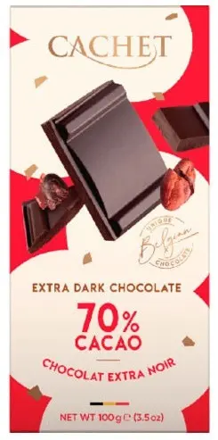 Шоколад чорний Cachet Extra Dark 70% какао 100 г