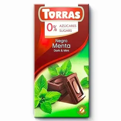 Шоколад чорний Torras з м'ятою без цукру 75 г